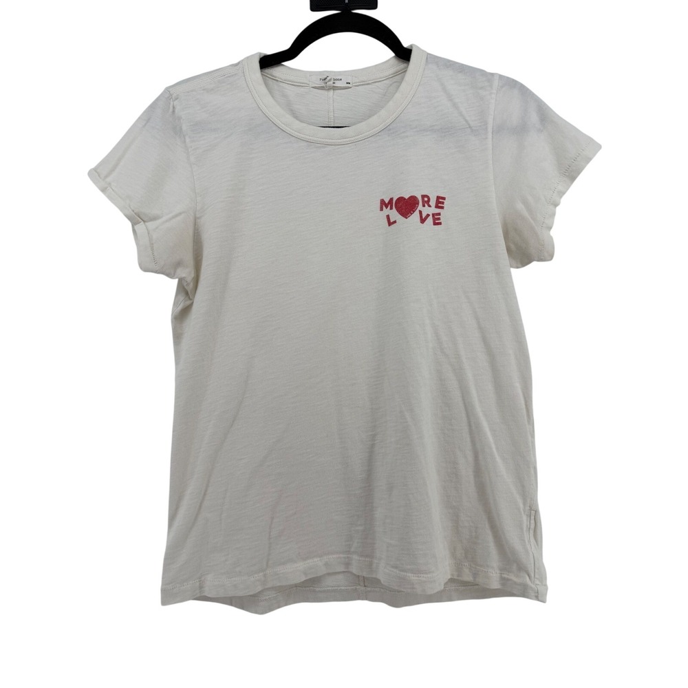 Rag & Bone More Love Graphic Tee Womens M White Crew Neck Short Sleeve Casual